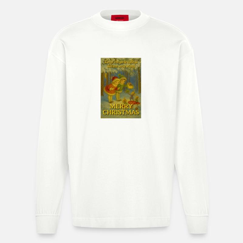 Weihnachtskollektion: Freundschaft über Distanz - Heavyweight Oversized Organic Langarmshirt Made in EU - OFF WHITE