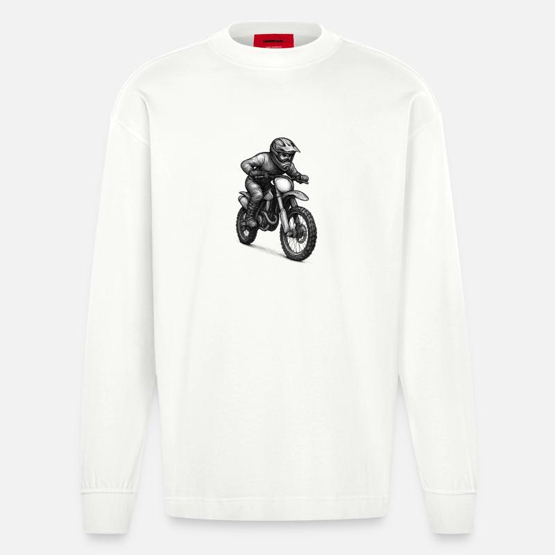 Illustration de pilotes de motocross - Manches longues bio épais oversize fabriqué en UE - OFF WHITE