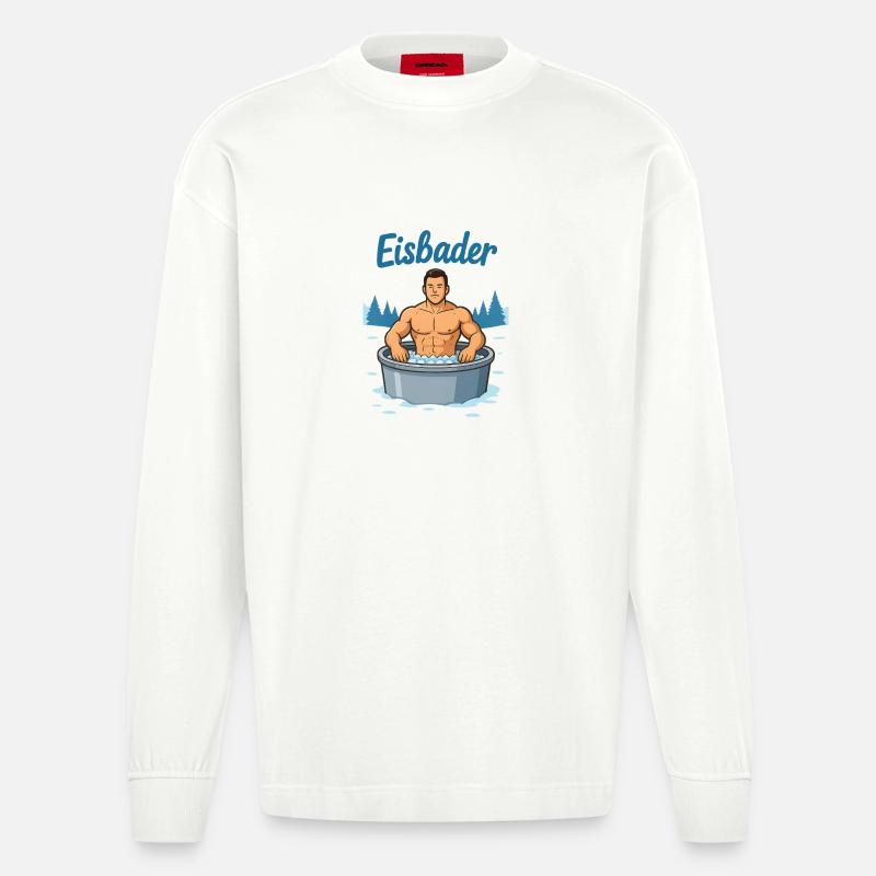 Eisbader Muskelmann im Eisbad - Heavyweight Oversized Organic Longsleeve Shirt Made in EU - OFF WHITE