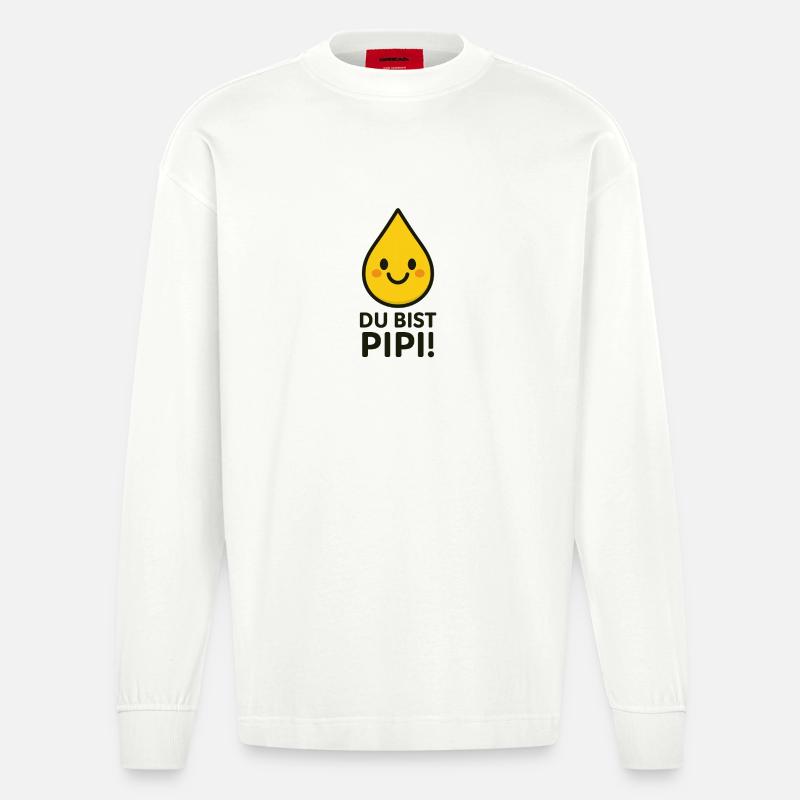 Gelber Tropfen - Heavyweight Oversized Organic Langarmshirt Made in EU - OFF WHITE