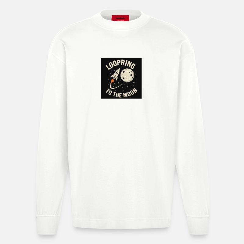 Loopring to the Moon! - Heavyweight Oversized Organic Langarmshirt Made in EU - OFF WHITE