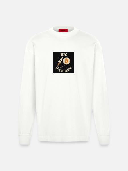 BTC to the Moon - Heavyweight Oversized Organic Longsleeve Shirt Made in EU - OFF WHITE