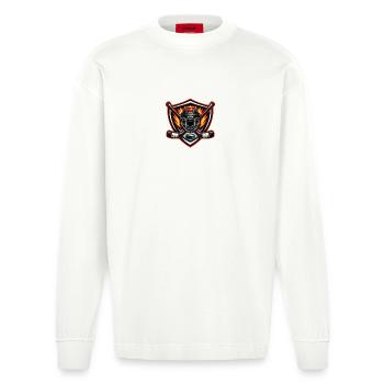  Shield Hockey Wappen - Heavyweight Oversized Organic Langarmshirt Made in EU - OFF WHITE - Vorne