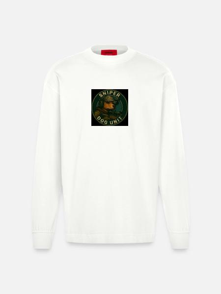 Sniper Dog Unit - Heavyweight Oversized Organic Longsleeve Shirt Made in EU - OFF WHITE