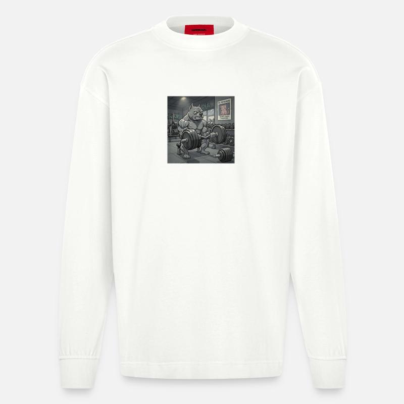 Pitbull-Gym - Heavyweight Oversized Organic Langarmshirt Made in EU - OFF WHITE