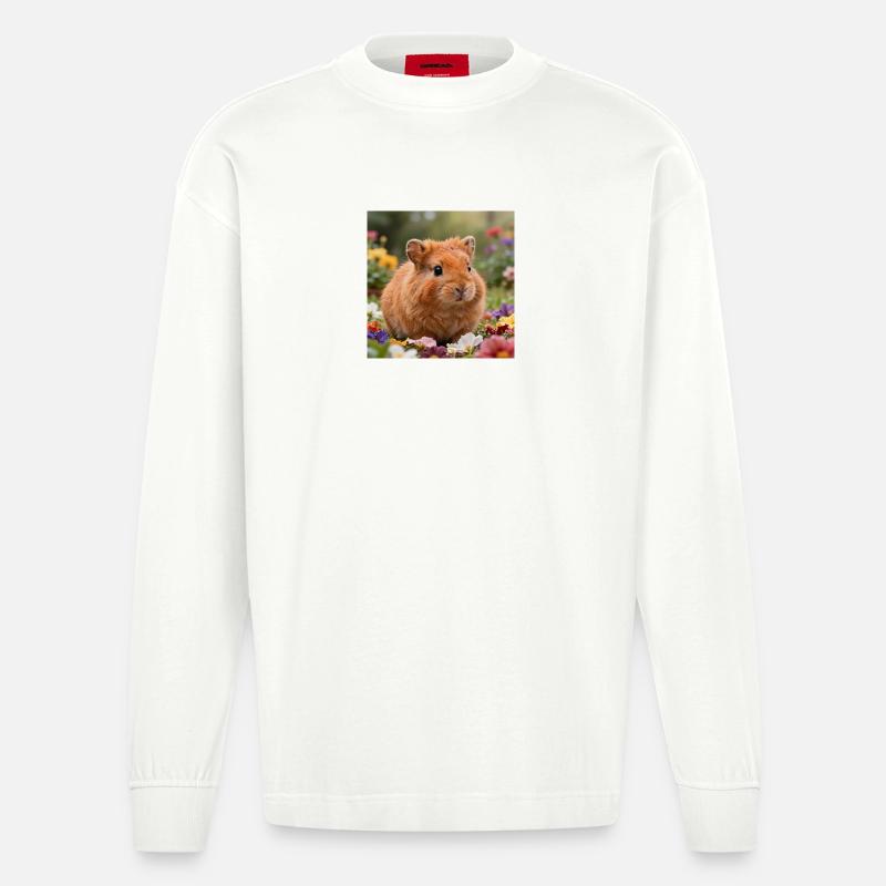 Blumiger Hamstertraum - Heavyweight Oversized Organic Langarmshirt Made in EU - OFF WHITE