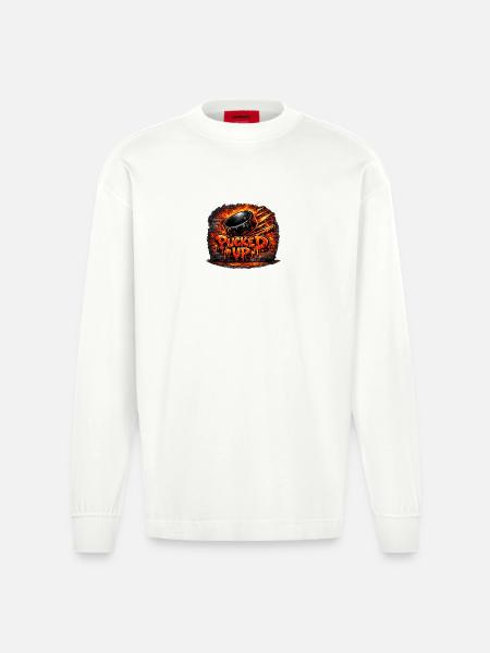 Firepuck Graffiti - Manches longues bio épais oversize fabriqué en UE - OFF WHITE