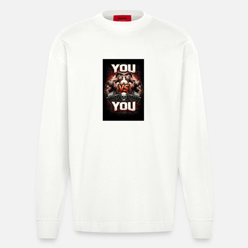 DU gegen DU Machtkampf - Heavyweight Oversized Organic Langarmshirt Made in EU - OFF WHITE