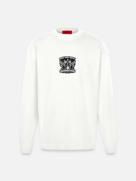 My Daddy Rocks – Rockvater Shirt - Heavyweight Oversized Organic Longsleeve Shirt Made in EU - OFF WHITE
