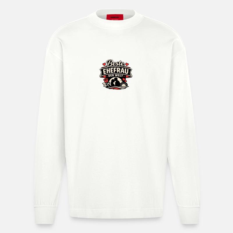 Beste Ehefrau der Welt - Heavyweight Oversized Organic Langarmshirt Made in EU - OFF WHITE