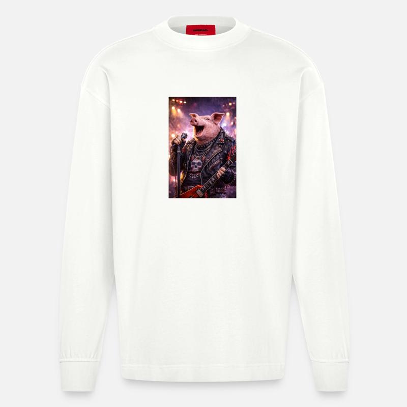RockyZoo45 - Heavyweight Oversized Organic Langarmshirt Made in EU - OFF WHITE