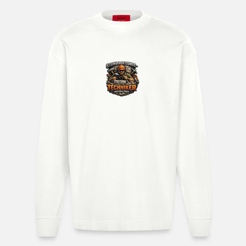 Steinversetzungs-Techniker - Heavyweight Oversized Organic Langarmshirt Made in EU - OFF WHITE