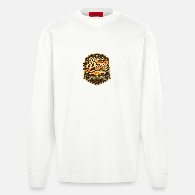 Bester Papa Limitierte Edition - Heavyweight Oversized Organic Langarmshirt Made in EU - OFF WHITE