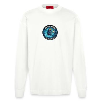 Hochspannung Igel: Stromschock-Design - Heavyweight Oversized Organic Langarmshirt Made in EU - OFF WHITE - Vorne