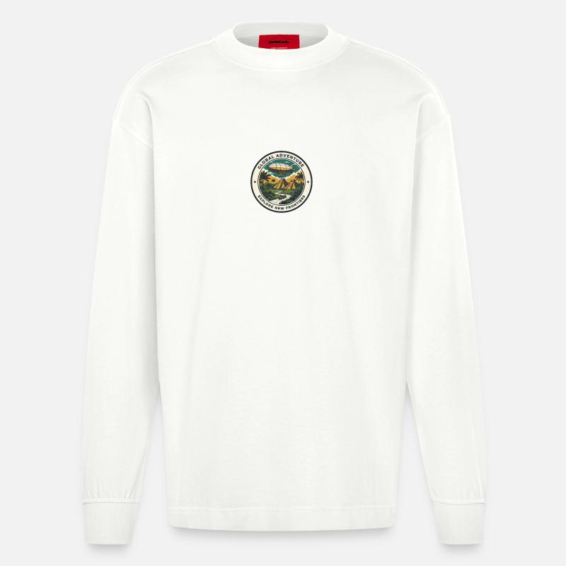 Globale Abenteuer Neue Frontiers - Heavyweight Oversized Organic Langarmshirt Made in EU - OFF WHITE