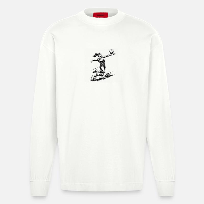 Puissance de volley-ball – Joueuse dynamique - Manches longues bio épais oversize fabriqué en UE - OFF WHITE