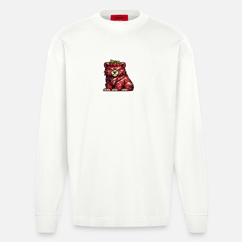Raspberry Bear Cubism Version - Heavyweight Oversized Organic Longsleeve Shirt Made in EU - OFF WHITE