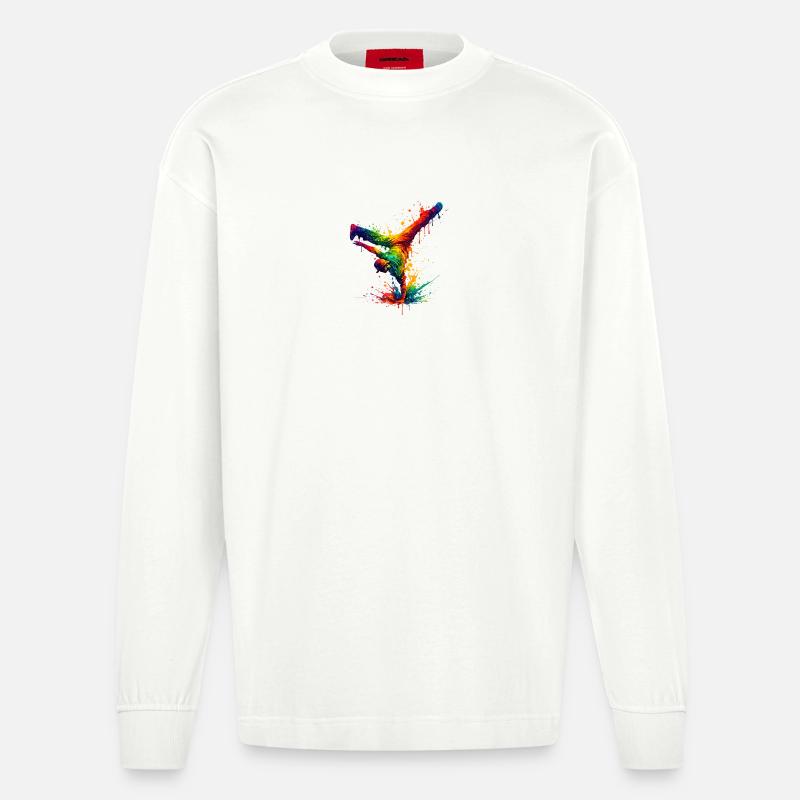 Main Danse Arc-en-Ciel Éclaboussée - Manches longues bio épais oversize fabriqué en UE - OFF WHITE