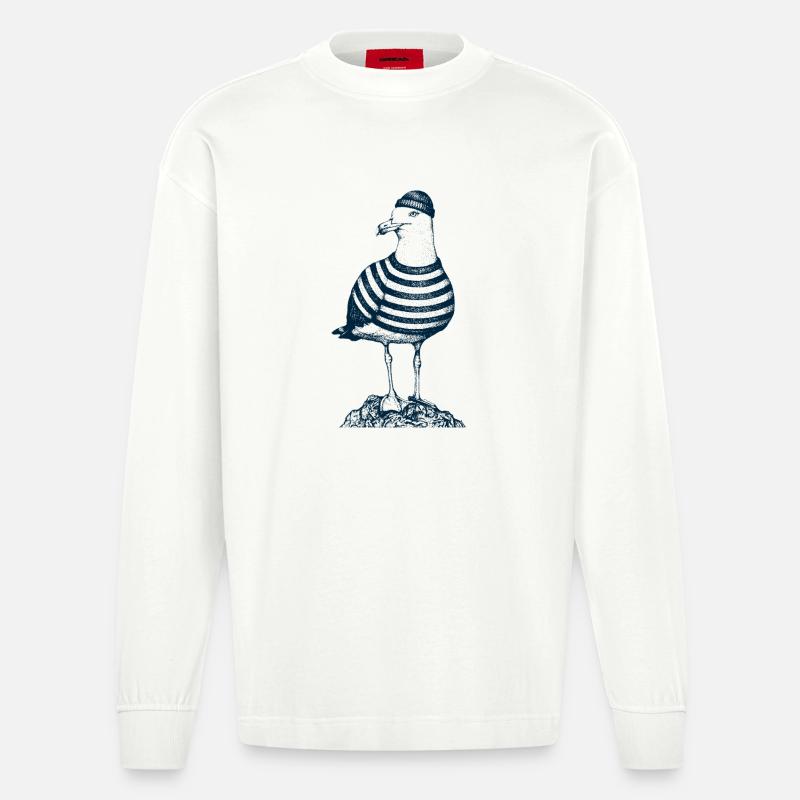 Mouette avec pull - Manches longues bio épais oversize fabriqué en UE - OFF WHITE