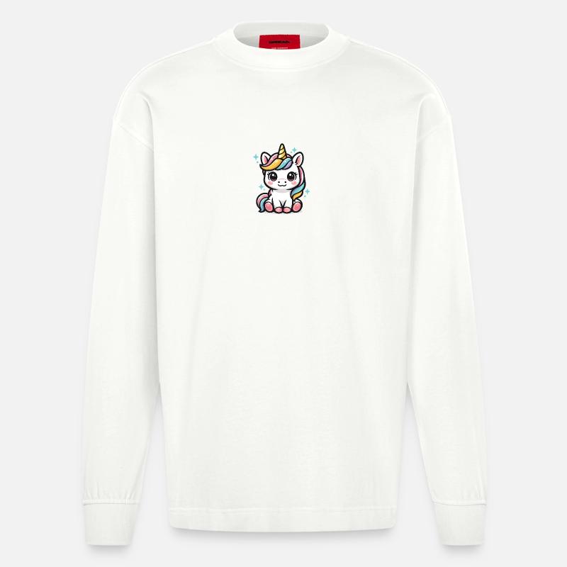 Süßes Einhorn - Heavyweight Oversized Organic Langarmshirt Made in EU - OFF WHITE