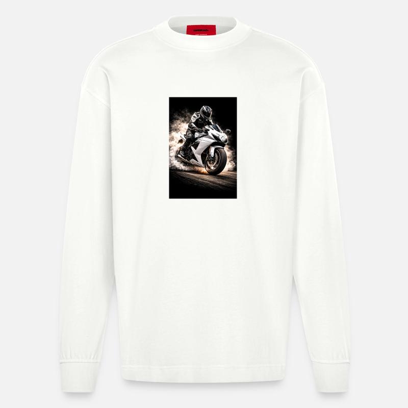 Rauchmotor - Heavyweight Oversized Organic Langarmshirt Made in EU - OFF WHITE