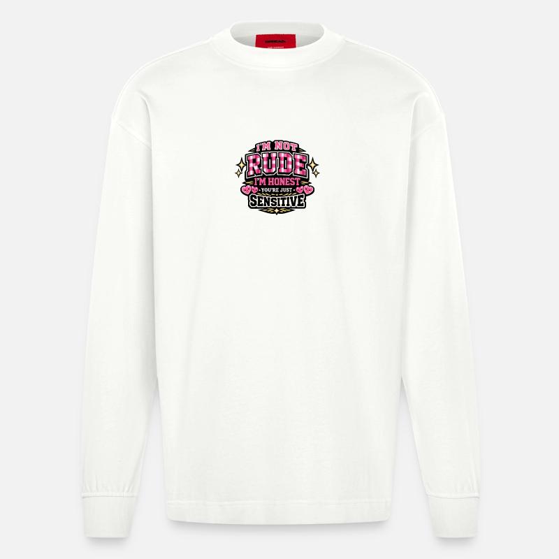 Nicht unhöflich, ehrlich – sensibel - Heavyweight Oversized Organic Langarmshirt Made in EU - OFF WHITE