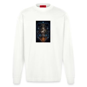 Viking Freya Hugin & Munin Wolf Runes - Manches longues bio épais oversize fabriqué en UE - OFF WHITE - Devant