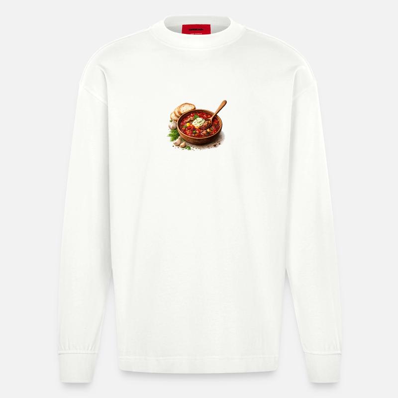 Herzhafter Eintopf - Heavyweight Oversized Organic Langarmshirt Made in EU - OFF WHITE