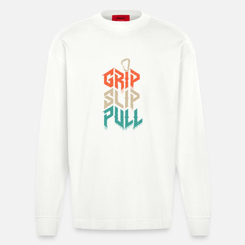 Grip Slip Pull Climbing Grunge - Manches longues bio épais oversize fabriqué en UE - OFF WHITE