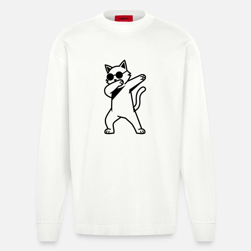Cat Dab - Heavyweight Oversized Organic Langarmshirt Made in EU - OFF WHITE