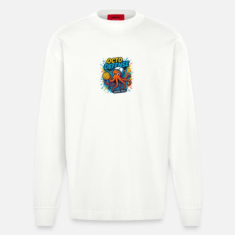 OctoDefense Wasserball - Heavyweight Oversized Organic Langarmshirt Made in EU - OFF WHITE