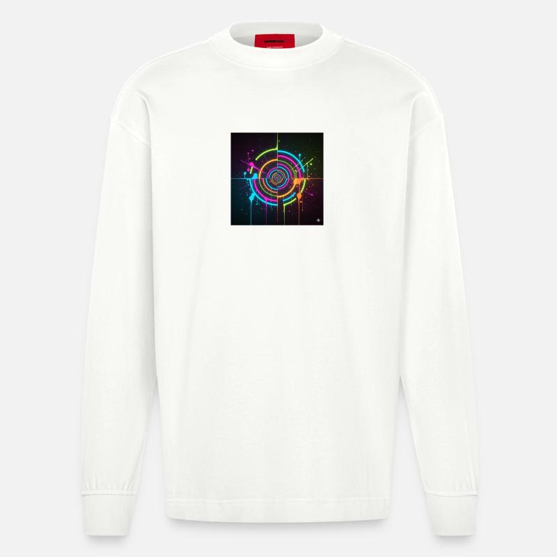 Neon Kreis Splatter - Heavyweight Oversized Organic Langarmshirt Made in EU - OFF WHITE