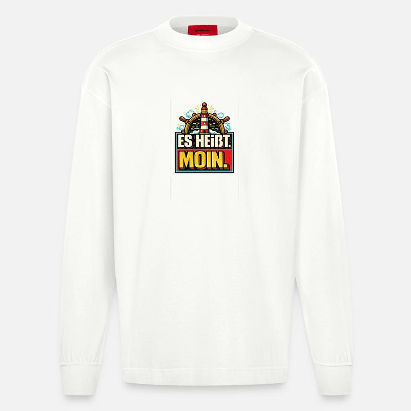 Es Heißt Moin - Maritimer Gruß - Heavyweight Oversized Organic Langarmshirt Made in EU - OFF WHITE
