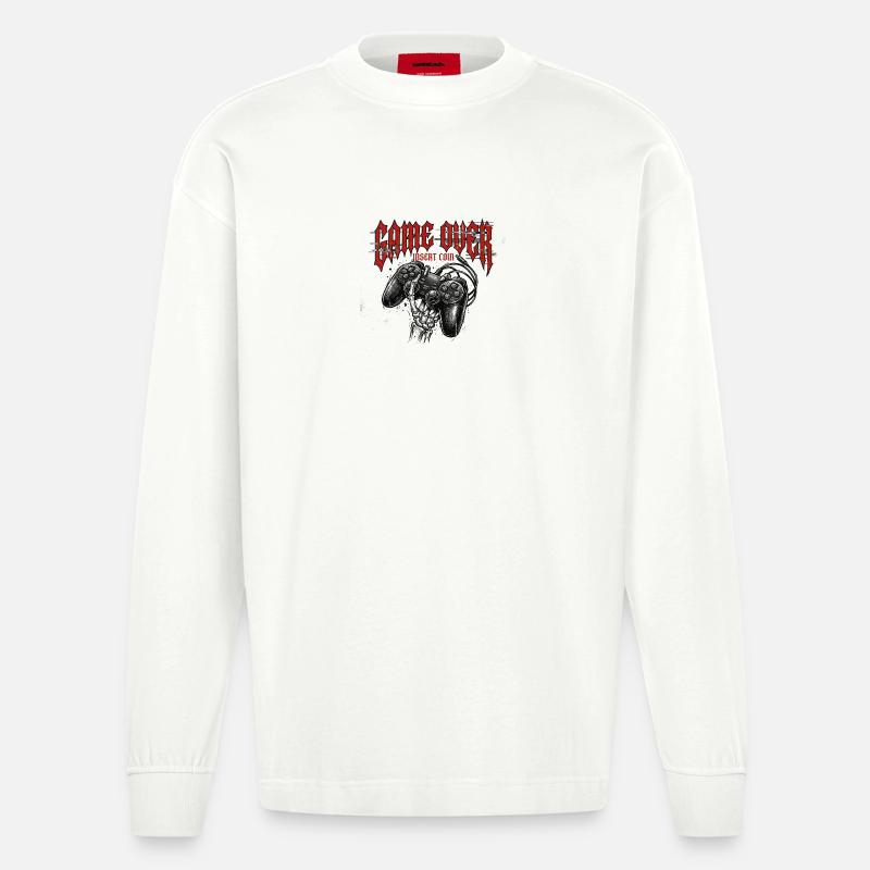 Game Over Retro Controller Grunge - Heavyweight Oversized Organic Langarmshirt Made in EU - OFF WHITE