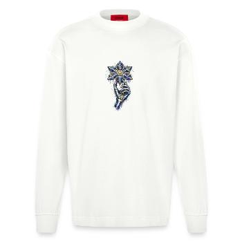 Knochenhand und Schneeflocke . KI generiert - Heavyweight Oversized Organic Langarmshirt Made in EU - OFF WHITE - Vorne