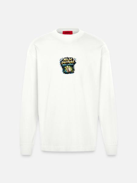 Nicht perfekt, aber selten - Heavyweight Oversized Organic Langarmshirt Made in EU - OFF WHITE