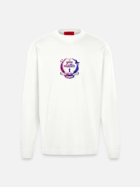 You Matter: Keep Going Circle - Heavyweight Oversized Organic Longsleeve Shirt Made in EU - OFF WHITE