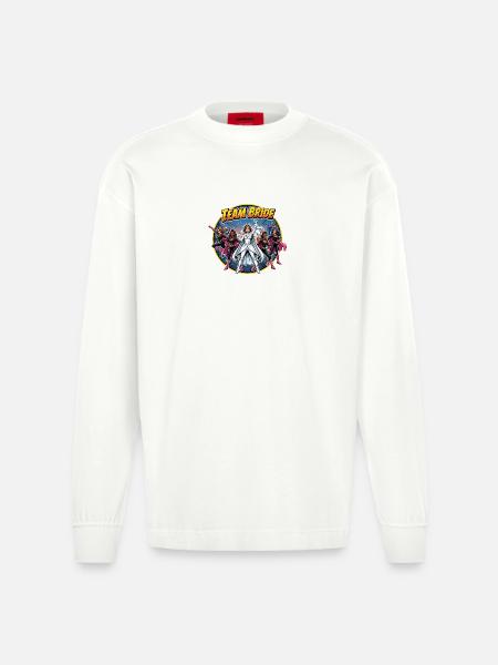 Team Bride Superhero Crew - Heavyweight Oversized Organic Longsleeve Shirt Made in EU - OFF WHITE