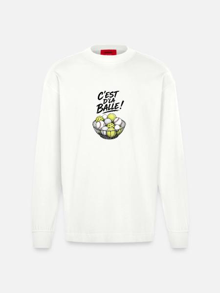 IT'S A BALL! - Heavyweight Oversized Organic Longsleeve Shirt Made in EU - OFF WHITE