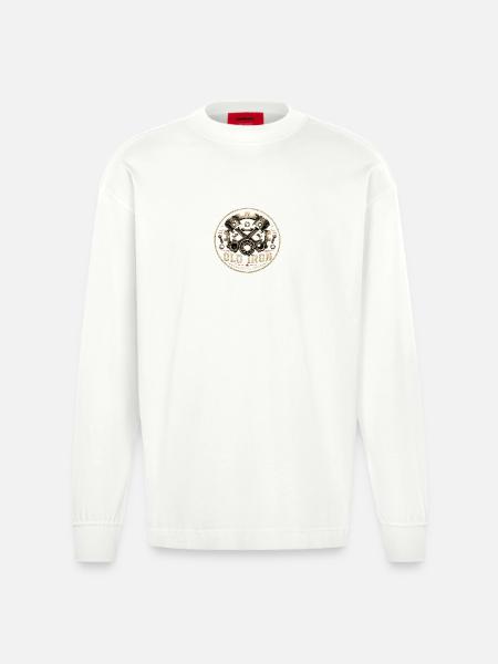 Old Iron Mechanics Legend - Heavyweight Oversized Organic Longsleeve Shirt Made in EU - OFF WHITE