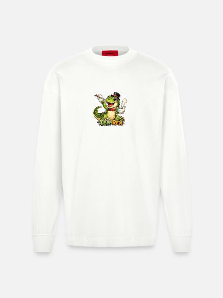 Tea-Rex - Heavyweight Oversized Organic Langarmshirt Made in EU - OFF WHITE