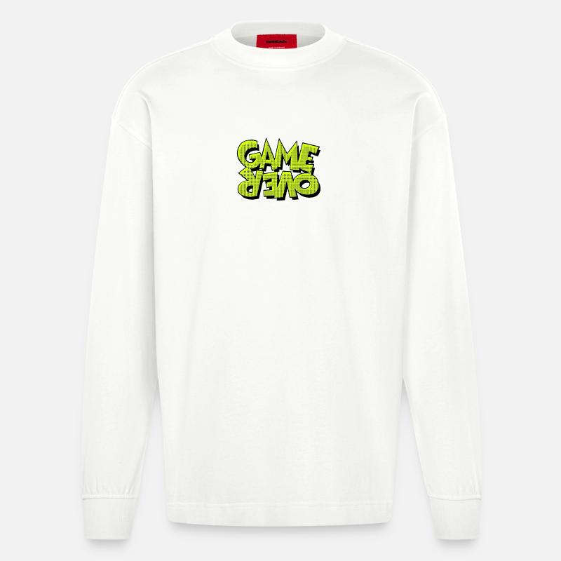 Game Over Retro-Pixel-Design - Heavyweight Oversized Organic Langarmshirt Made in EU - OFF WHITE