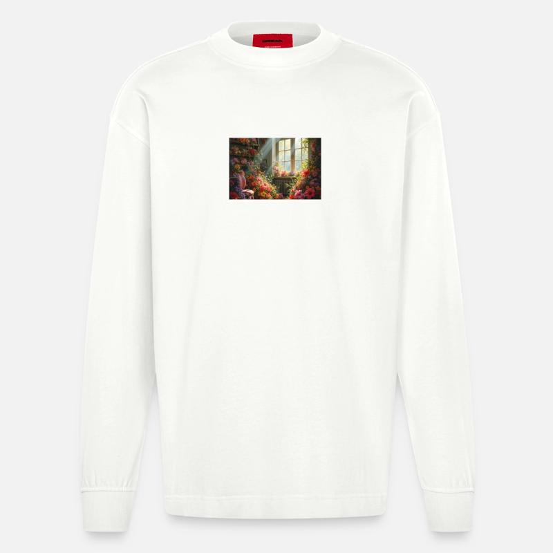 Fleur3 - Manches longues bio épais oversize fabriqué en UE - OFF WHITE