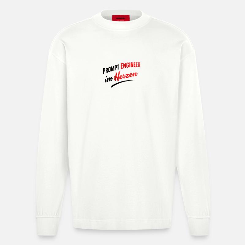 Prompt Engineer im Herzen  - Heavyweight Oversized Organic Langarmshirt Made in EU - OFF WHITE