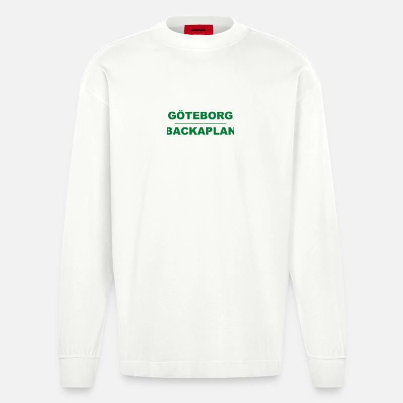 Göteborg Backaplan – Design vert-noir - Manches longues bio épais oversize fabriqué en UE - OFF WHITE