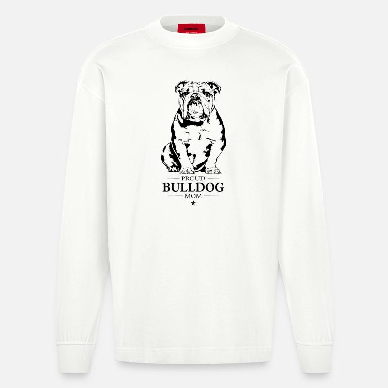 Bouledogue Maman Anglais Bouledogue Chiens Wilsigns - Manches longues bio épais oversize fabriqué en UE - OFF WHITE