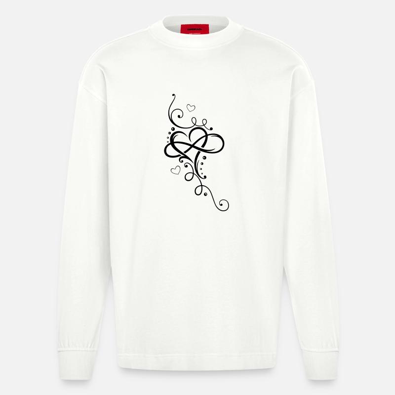 Herz, Unendlichkeit, heart, infinity - Heavyweight Oversized Organic Langarmshirt Made in EU - OFF WHITE