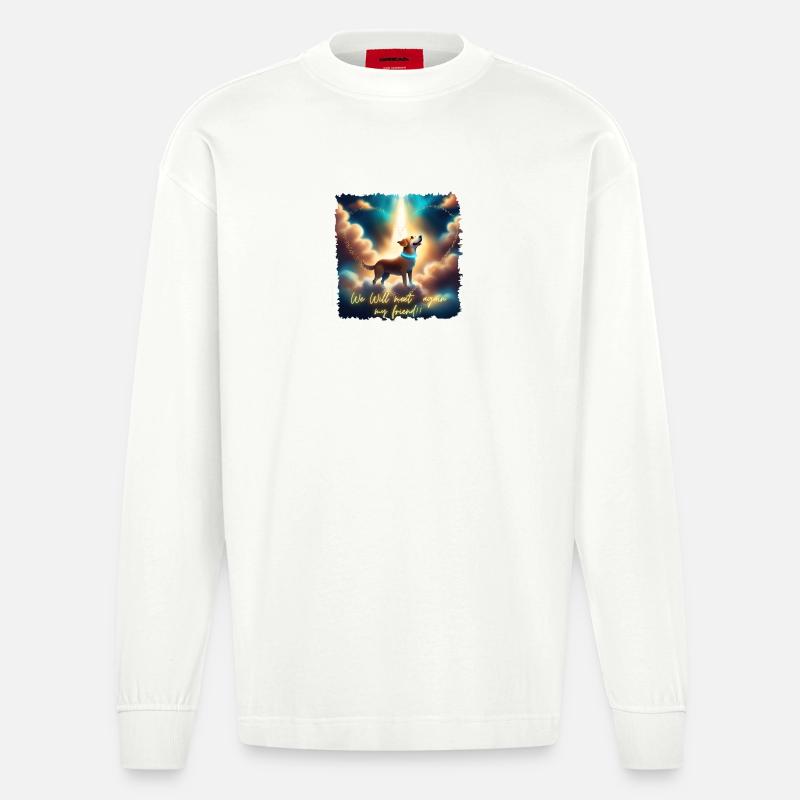 We will meet again!! - Heavyweight Oversized Organic Longsleeve Shirt Made in EU - OFF WHITE