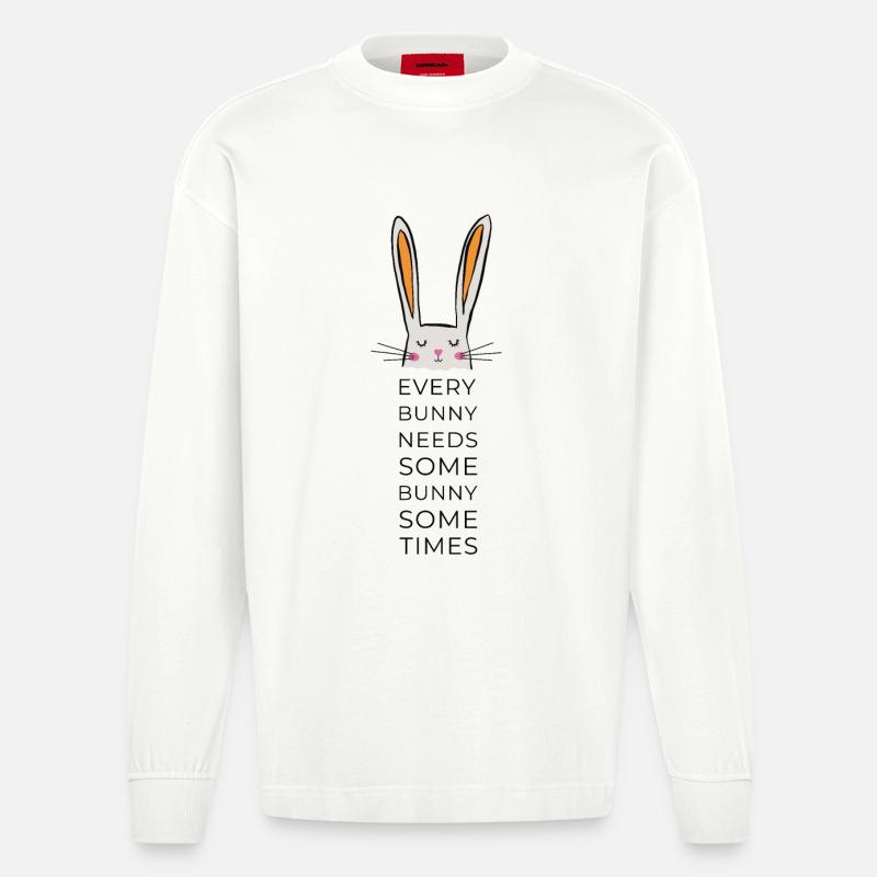 every bunny needs some bunny - Heavyweight Oversized Organic Langarmshirt Made in EU - OFF WHITE