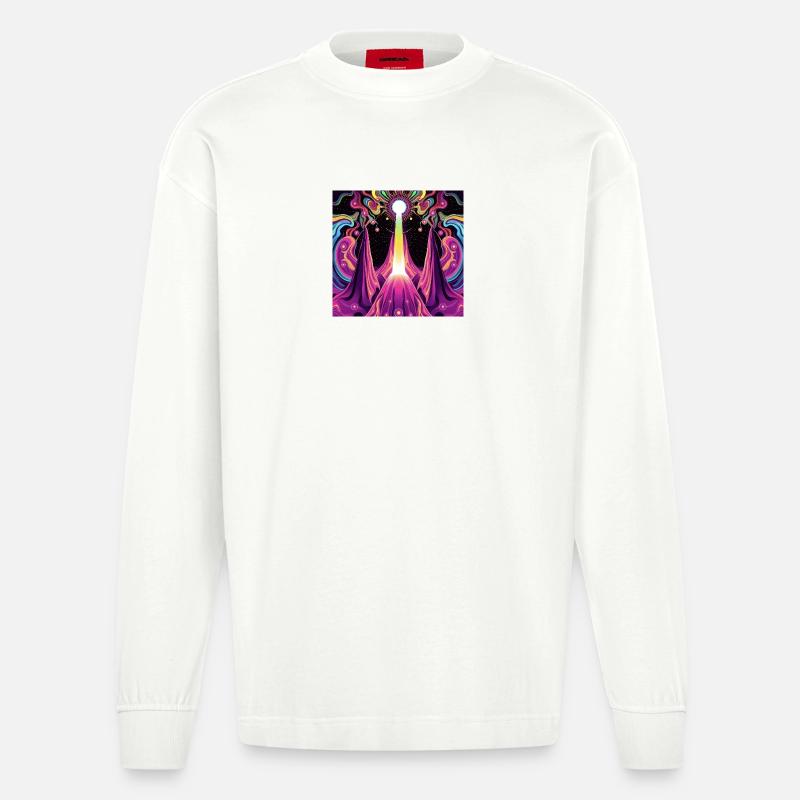 Psychedelic - Heavyweight Oversized Organic Langarmshirt Made in EU - OFF WHITE